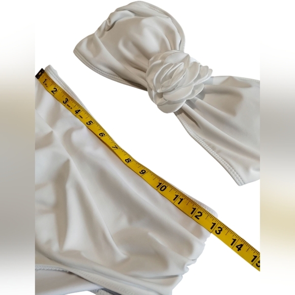 SHENHE | Women's 2 Piece Strapless Ruched High Waisted Bandeau Bikini | Medium - Picture 6 of 13